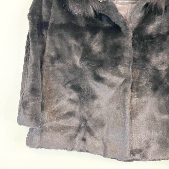 Nth Prestige Collection Women's Black Shrug Faux Fur Cropped Overcoat Size Small - Picture 3 of 11